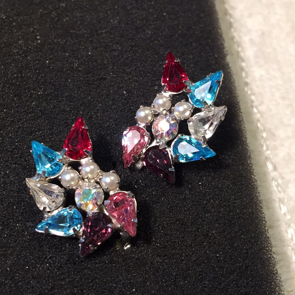 Vintage B David rhinestone earrings